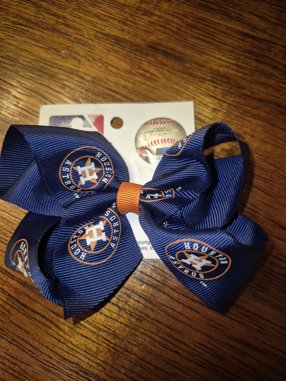 MLB Houston Astros Navy and Orange Team Hair Bow